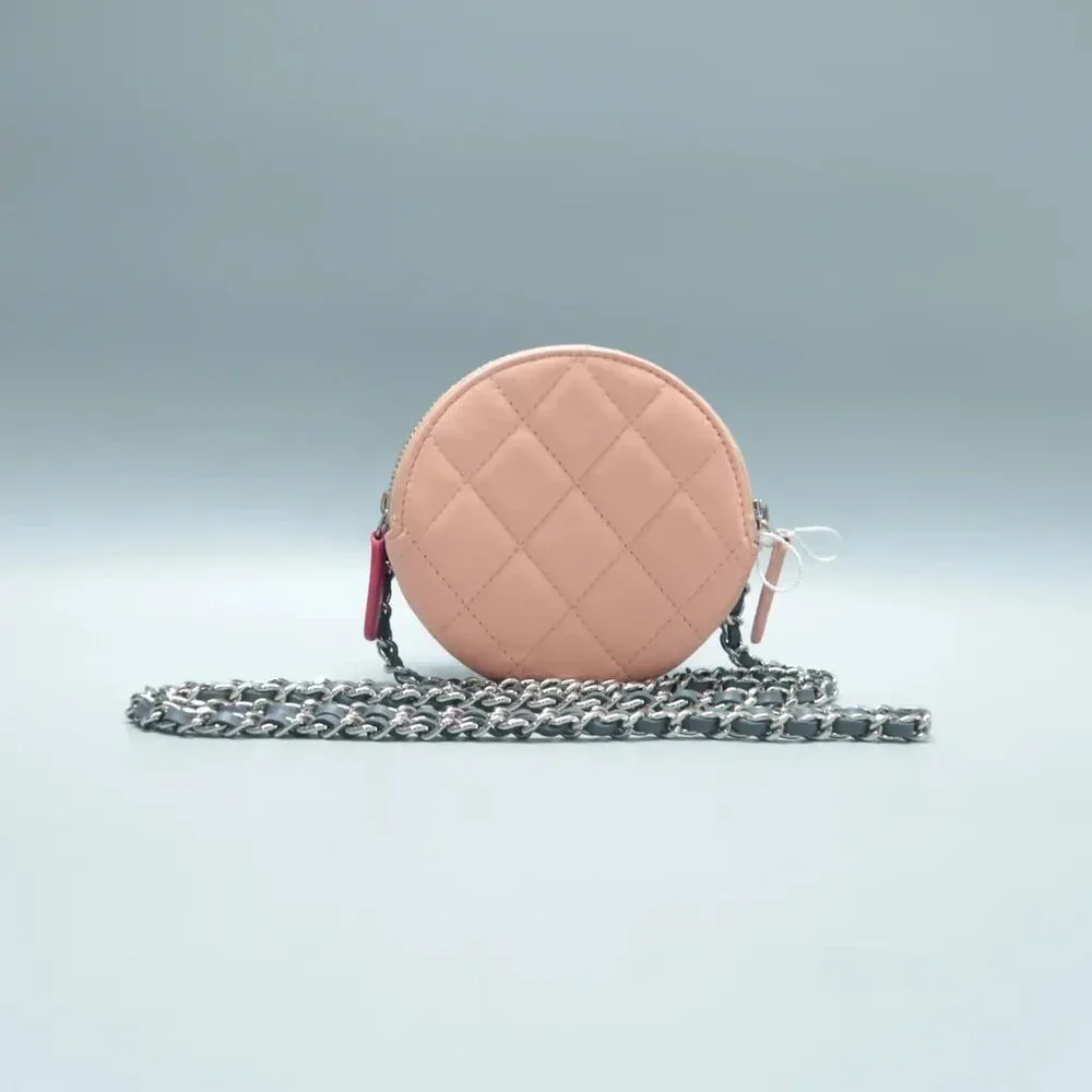 100% Authentic CHANEL Gray&Pink Leather Shoulder Bag 1596-101424 - Picture 2 of 12